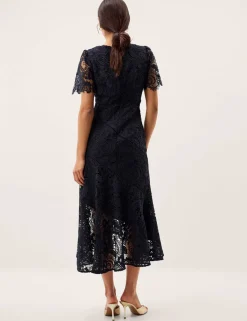 Lace Sweetheart Neckline Midi Skater Dress