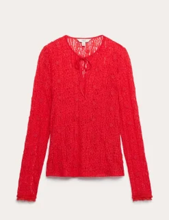Lace Tie Neck Top