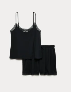 Lace Trim Cami Shortie Set