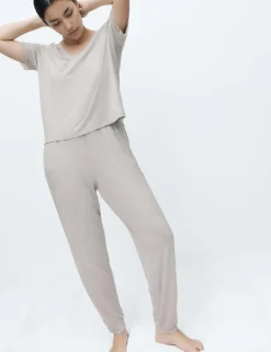 Lace Trim Cuffed Hem Pyjama Set