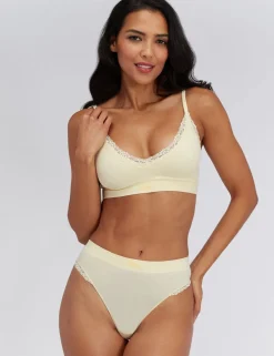 Lace Trim Seamless Plunge Bralette