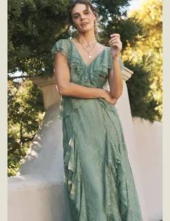 Lace V-Neck Midaxi Tea Dress