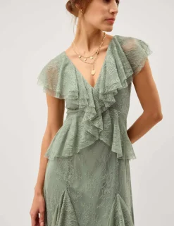 Lace V-Neck Midaxi Tea Dress