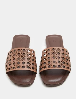 Laser Cut Flat Mule Sandals