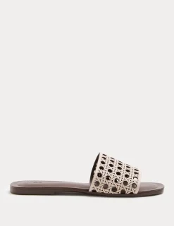 Laser Cut Flat Mule Sandals