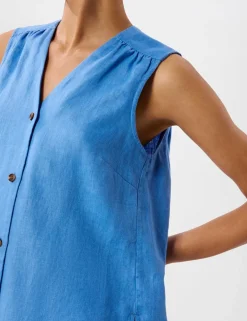 Laura Pure Linen Button Through Tank Top