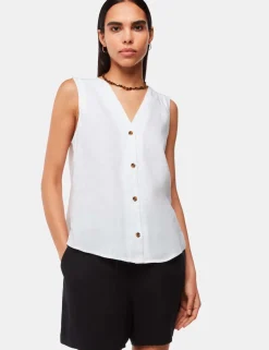 Laura Pure Linen Button Through Tank Top