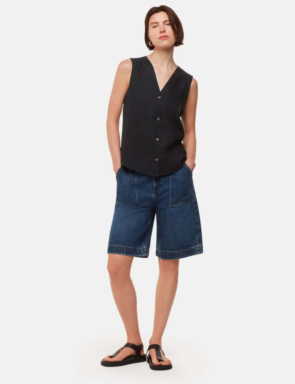 Laura Pure Linen Button Through Tank Top
