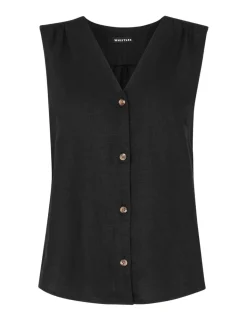 Laura Pure Linen Button Through Tank Top