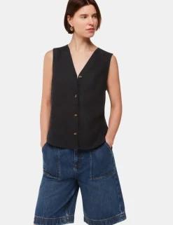 Laura Pure Linen Button Through Tank Top