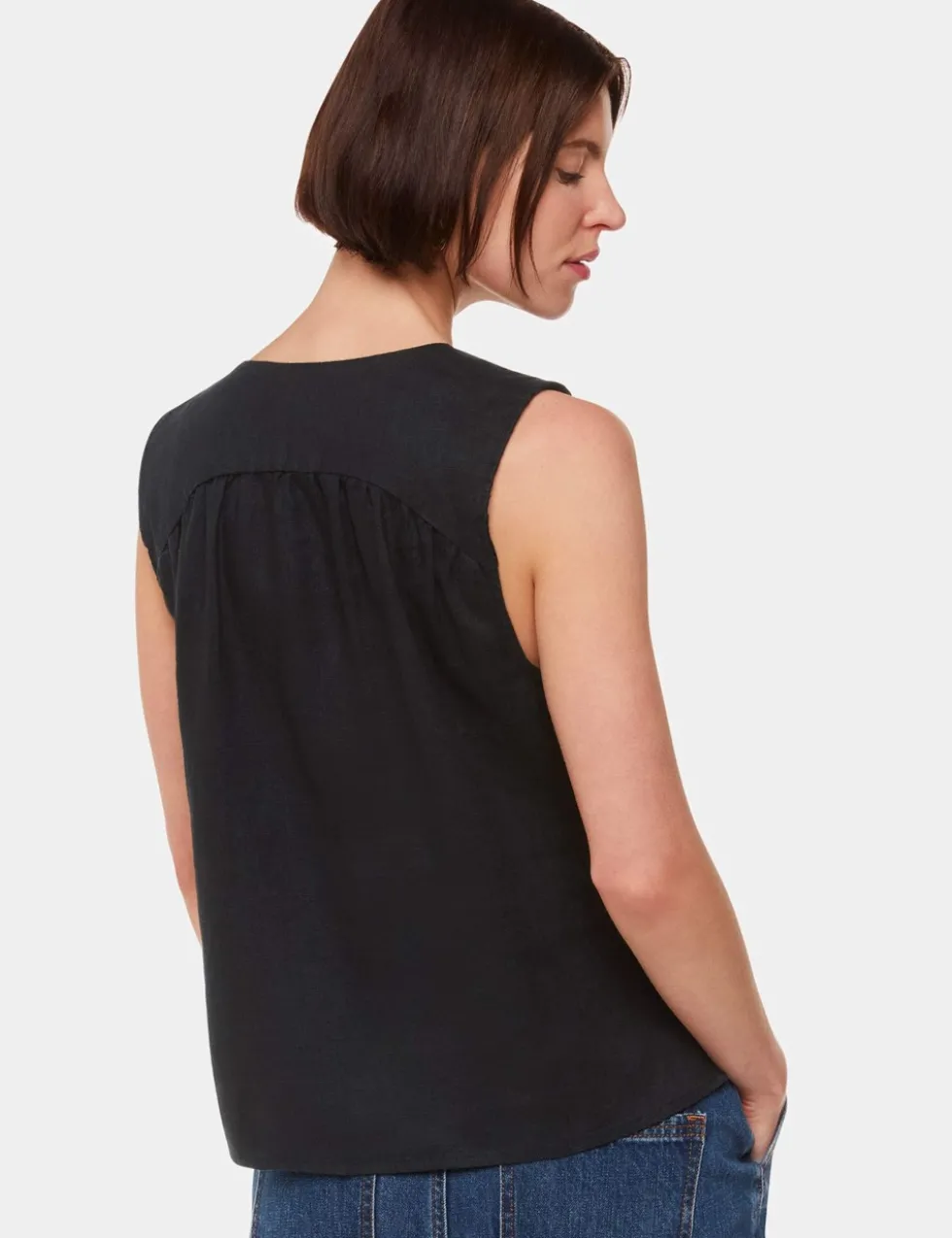 Laura Pure Linen Button Through Tank Top