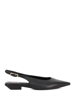 Leather Angle Heel Pointed Slingback Shoes