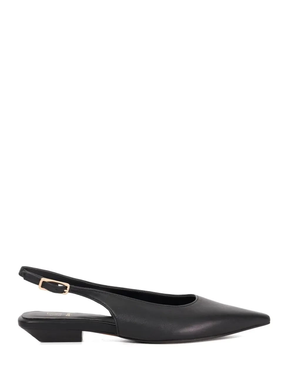 Leather Angle Heel Pointed Slingback Shoes
