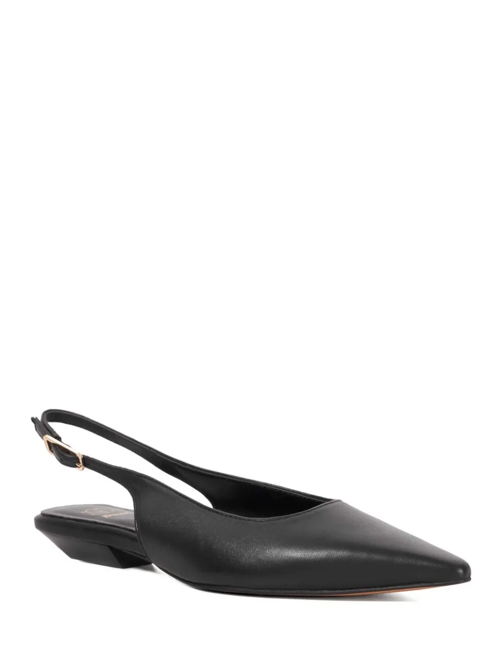 Leather Angle Heel Pointed Slingback Shoes