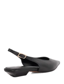 Leather Angle Heel Pointed Slingback Shoes