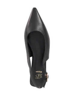 Leather Angle Heel Pointed Slingback Shoes