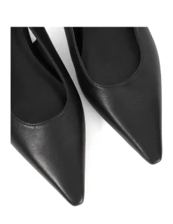 Leather Angle Heel Pointed Slingback Shoes