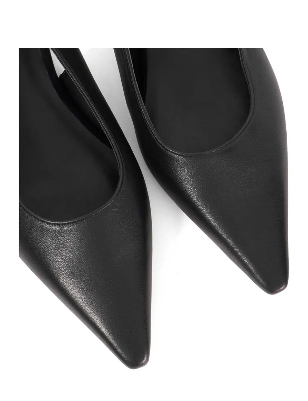 Leather Angle Heel Pointed Slingback Shoes