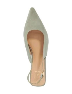 Leather Angle Heel Pointed Slingback Shoes