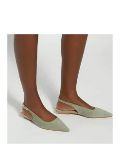 Leather Angle Heel Pointed Slingback Shoes