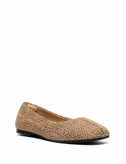 Leather Animal Print Flat Slip On Shoes