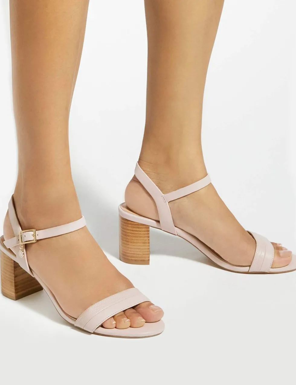 Leather Ankle Strap Block Heel Sandals