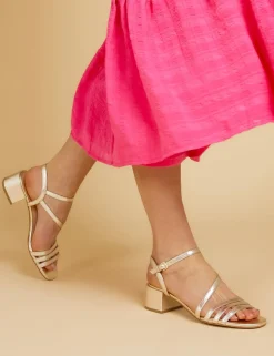 Leather Ankle Strap Block Heel Sandals