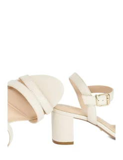 Leather Ankle Strap Block Heel Sandals