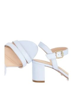 Leather Ankle Strap Block Heel Sandals