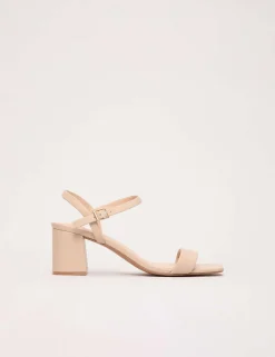 Leather Ankle Strap Block Heel Sandals
