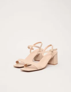 Leather Ankle Strap Block Heel Sandals