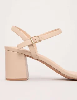 Leather Ankle Strap Block Heel Sandals