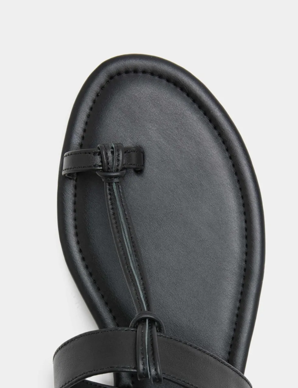 Leather Ankle Strap Flat Toe Loop Sandals