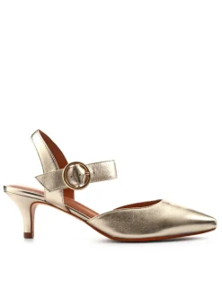 Leather Ankle Strap Kitten Heel Court Shoes
