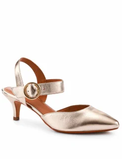 Leather Ankle Strap Kitten Heel Court Shoes