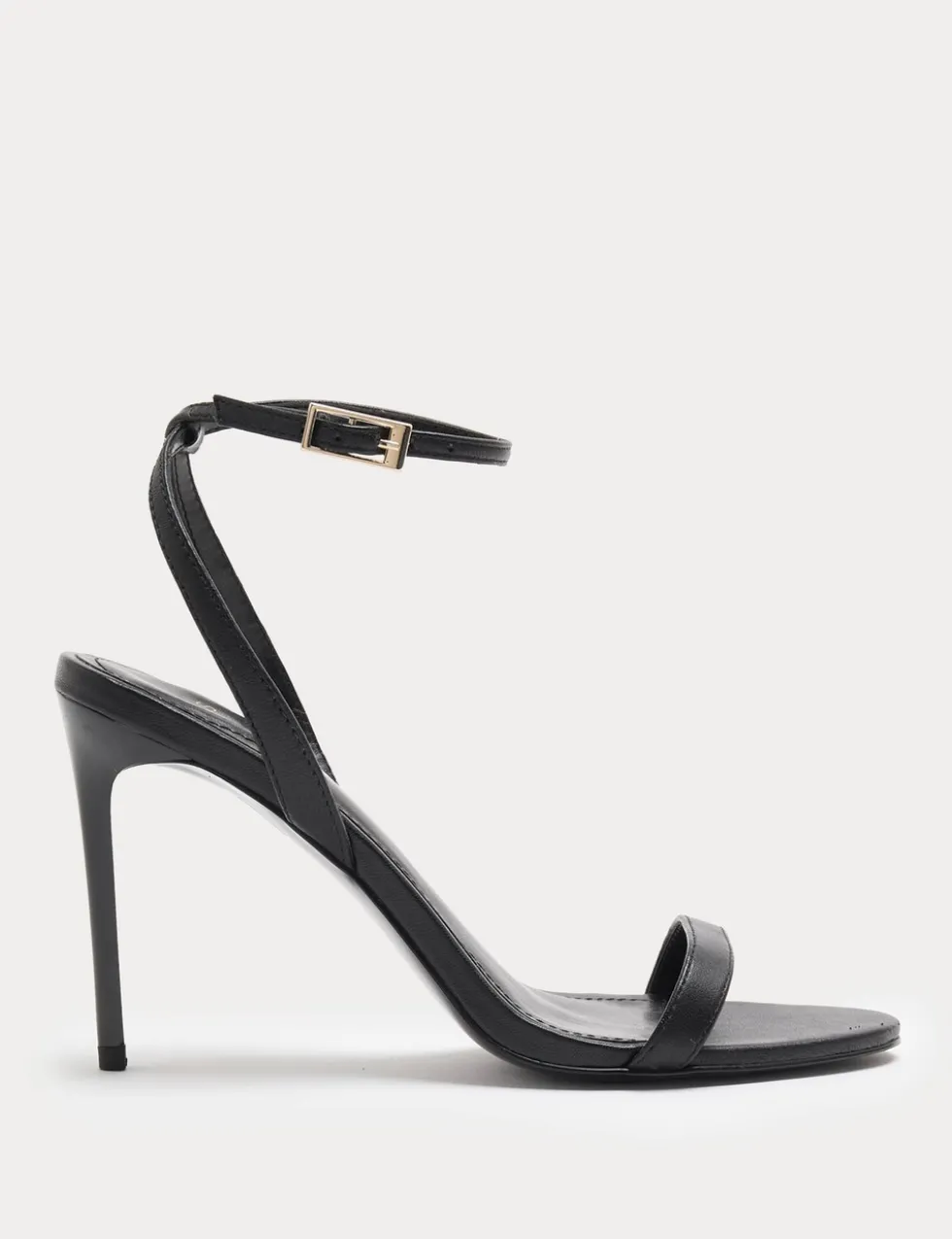 Leather Ankle Strap Stiletto Heel Sandals