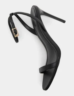 Leather Ankle Strap Stiletto Heel Sandals