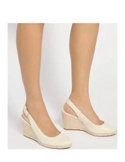 Leather Ankle Strap Wedge Slingback Sandals