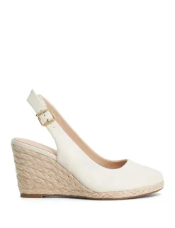 Leather Ankle Strap Wedge Slingback Sandals