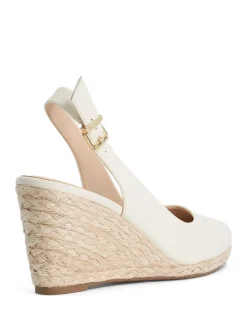 Leather Ankle Strap Wedge Slingback Sandals