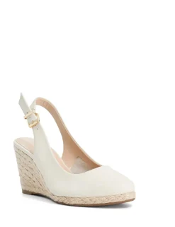 Leather Ankle Strap Wedge Slingback Sandals