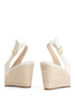 Leather Ankle Strap Wedge Slingback Sandals