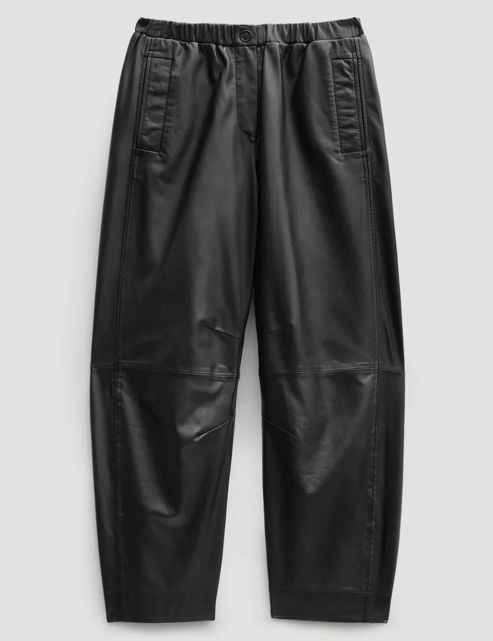 Leather Barrel Leg Trousers