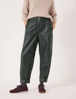 Leather Barrel Leg Trousers