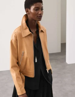 Leather Belted Biker Jacket