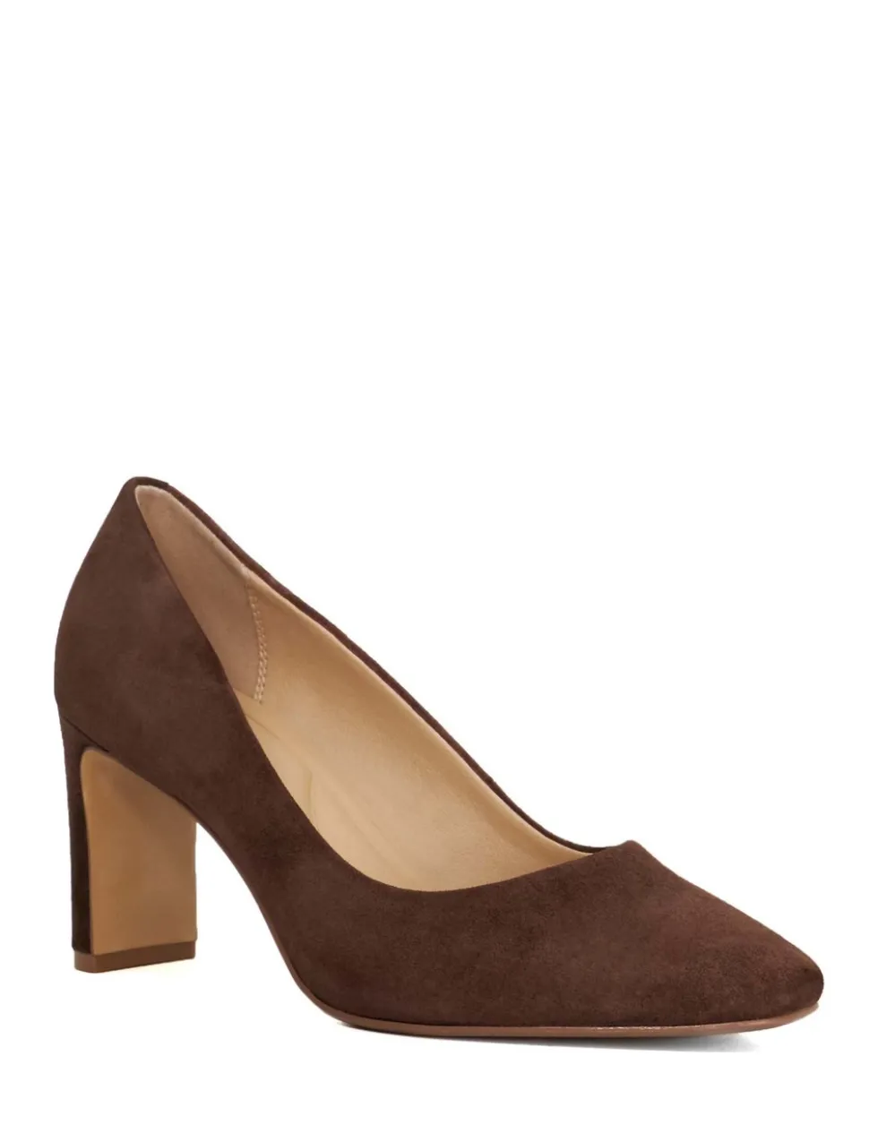 Leather Block Heel Chisel Toe Court Shoes