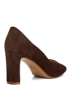 Leather Block Heel Chisel Toe Court Shoes