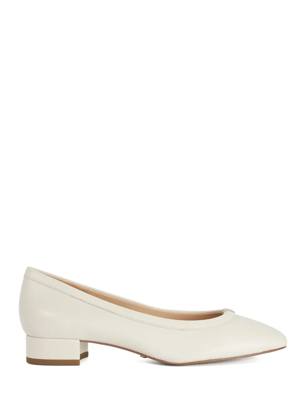 Leather Block Heel Court Shoes