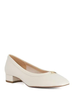 Leather Block Heel Court Shoes