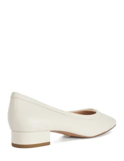Leather Block Heel Court Shoes